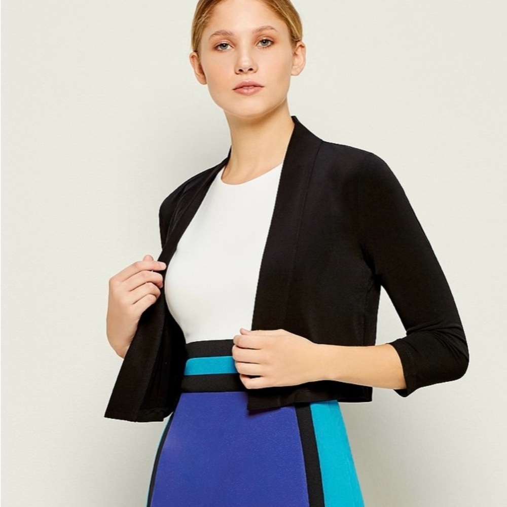 Calvin Klein Black Cropped Open-Front Blazer